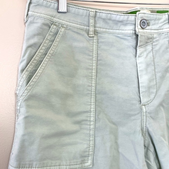 Anthropologie Eyelet Wanderer Utility Cotton Blend Pants Light Mint Green Sz 30 - Picture 10 of 14